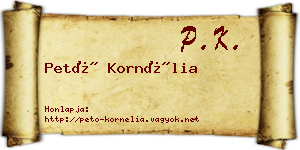 Pető Kornélia névjegykártya